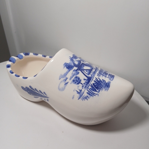 Vintage Delft Blue Holland Dutch Hand Painted Windmill Ceramic Shoe - Picture 1 of 12